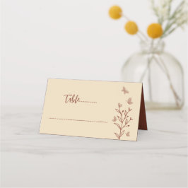 Carte De Placement Mariage floral simple en terre cuite