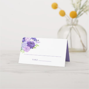 Carte De Placement Mariage floral ultra violet Numéro de table