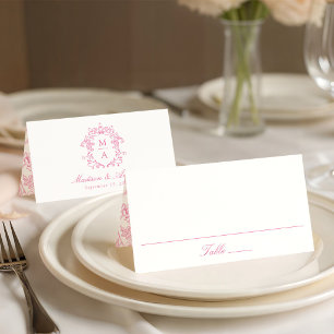 Carte De Placement Mariage floral victorien élégant rose chinoiserie