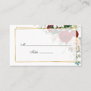Carte De Placement Mariage géométrique floral rouge et blanc de Bourg