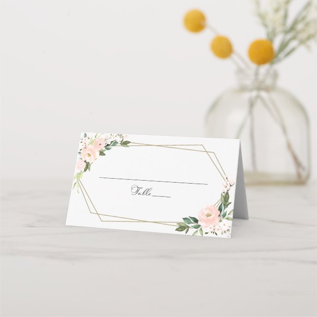 Carte De Placement Mariage géométrique rose flou (Devant)