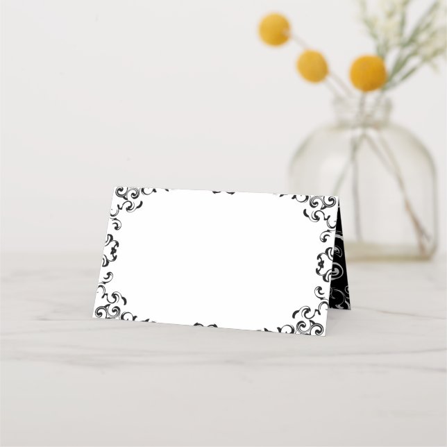 Carte De Placement Mariage gothique noir et blanc (Devant)