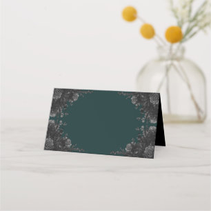 Carte De Placement Mariage gothique Rose vert foncé gris noir