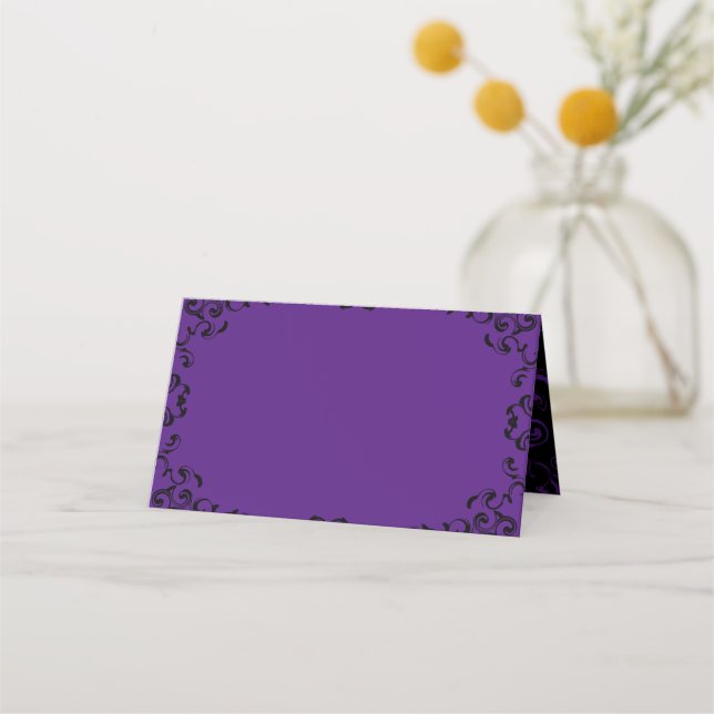 Carte De Placement Mariage gothique violet et noir (Devant)