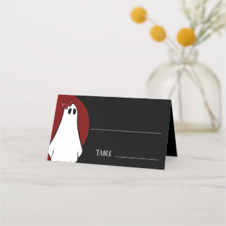 Carte De Placement Mariage Halloween Fantôme de la Dame Rouge