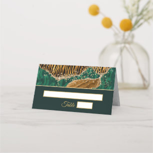 Carte De Placement Mariage Jungle Safari Pailleté Vert