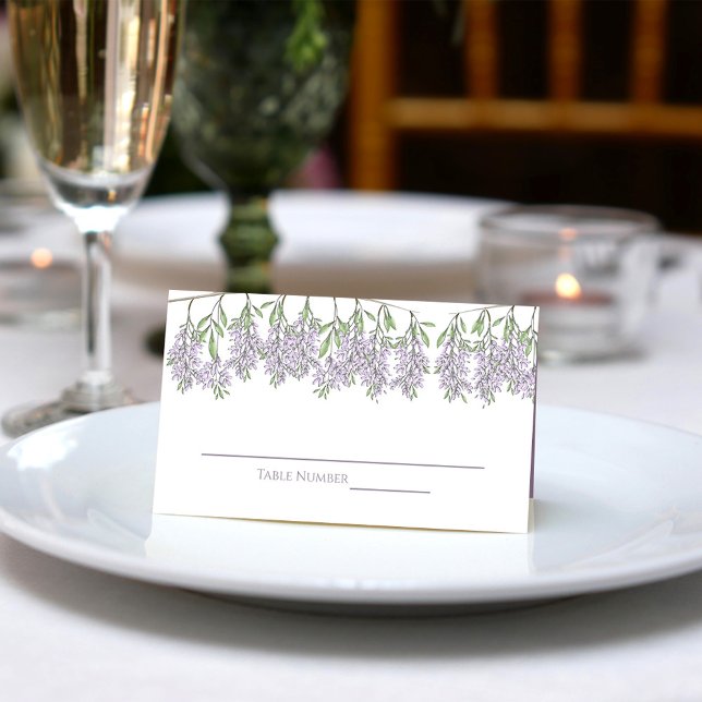Carte De Placement Mariage Lilac Lavender Réception Florale Siège (With template for name and table number. Wedding place card template. )