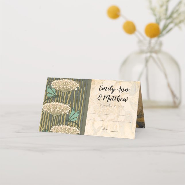 Carte De Placement Mariage Lily Pad Dragonfly Art Nouveau (Dos)
