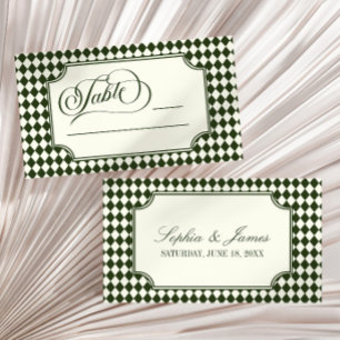 Carte De Placement Mariage Luxueux Ancien Argent Vert Olive Ivoire Vi