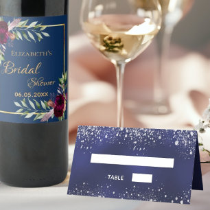 Carte De Placement Mariage marine bleu argent parties scintillant sci