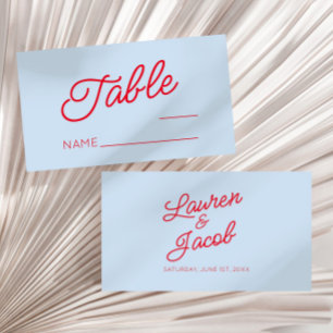 Carte De Placement Mariage Minimaliste Moderne Bleu et Rouge