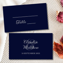 Mariage Moderne Bleu Nuit et Argent Script