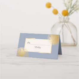 Carte De Placement Mariage moderne Dusty Blue Gold Succulents
