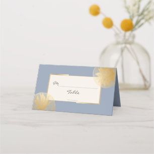 Carte De Placement Mariage moderne Dusty Blue Gold Succulents