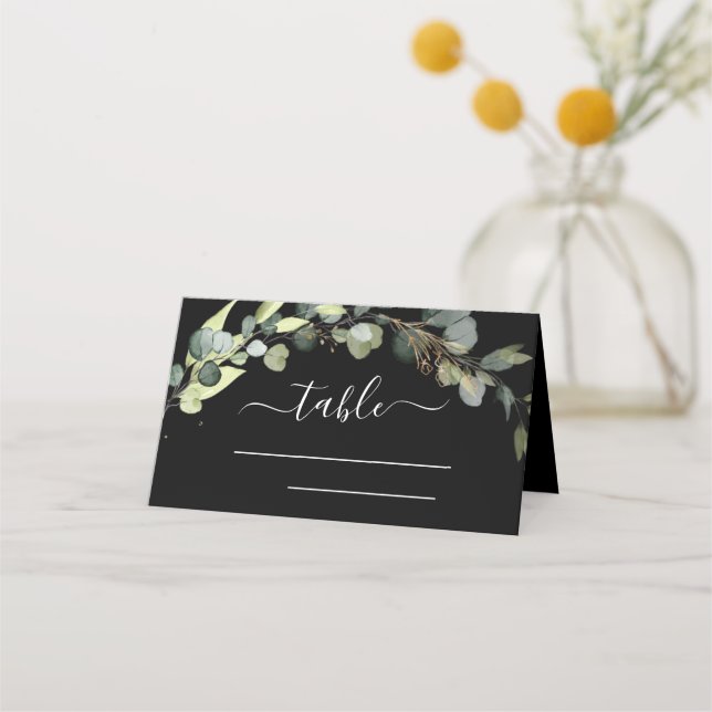 Carte De Placement Mariage Moderne Eucalyptus Vert Succulent (Devant)