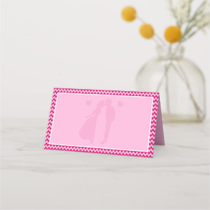 Carte De Placement Mariage Moderne Rayure Chevron Rose Pâle