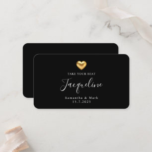 Carte De Placement Mariage moderne simple Gold Heart Plat Place Card