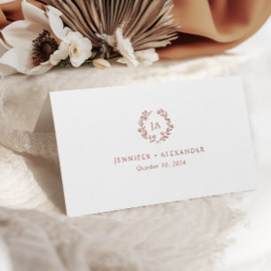 Carte De Placement Mariage Monogramme en terre cuite