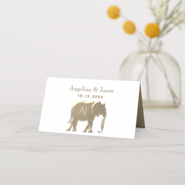 Carte De Placement Mariage Monogramme Or (Dos)