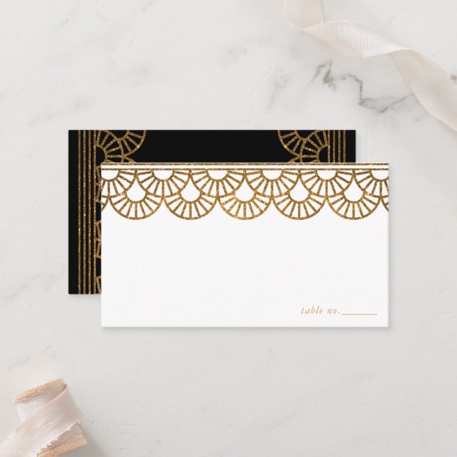 Carte De Placement Mariage Motif Art déco (Devant/Arrière en situation)