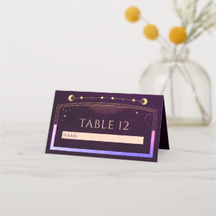 Carte De Placement Mariage mystique arc-en-ciel Plum profond Sun Moon