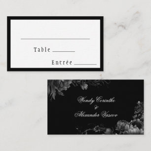 Carte De Placement Mariage noir gothique classique Menu Choix plat