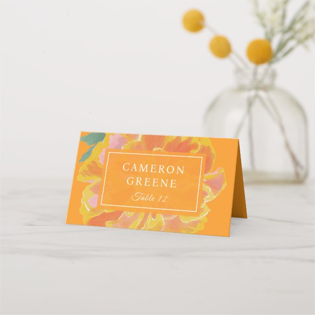Carte De Placement Mariage Orange Souci Vibrant  (Devant)