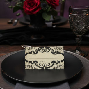 Carte De Placement Mariage Papier Cuir Noir Vintage Jusqu'à la Mort