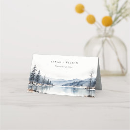 Carte De Placement Mariage paysager du lac de la neige d'hiver