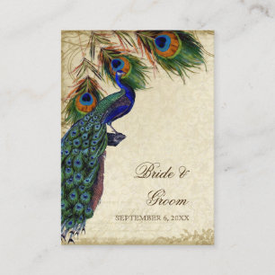 Carte De Placement Mariage Peacock & Feather Table Siège Escort
