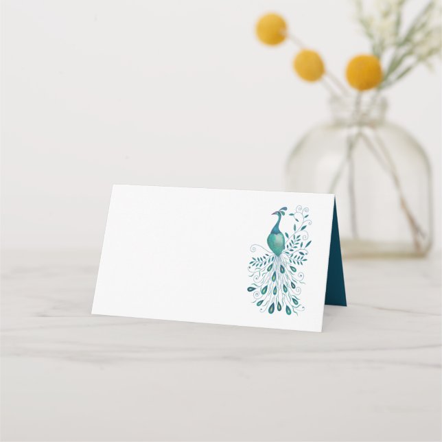 Carte De Placement Mariage Peacock Place Nom Carte Place (Devant)