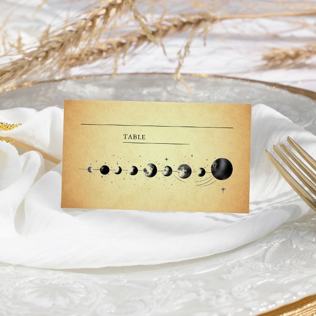 Carte De Placement Mariage Phases de la lune de croissant céleste vin (Créateur téléchargé)