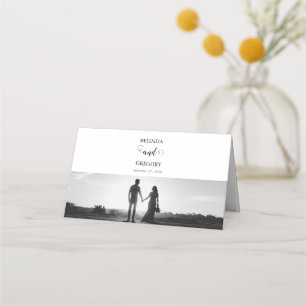 Carte De Placement Mariage photo moderne en noir et blanc