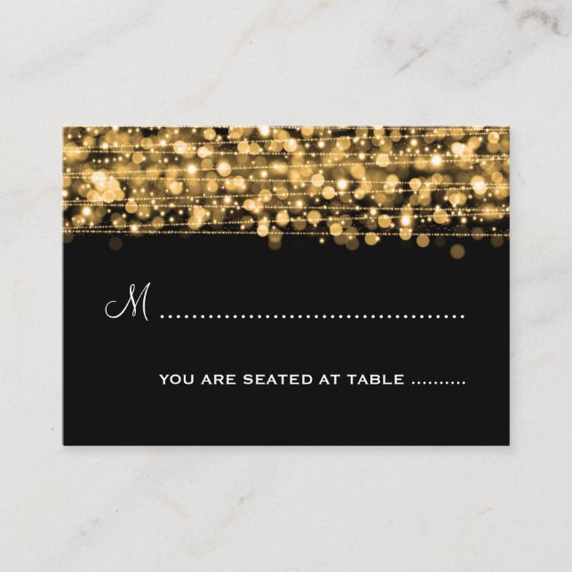 Carte De Placement Mariage Plaques de la fête Étincelles Or (Devant)