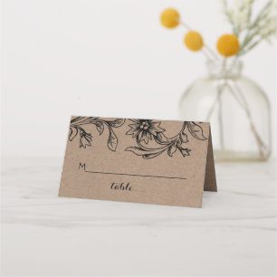 Carte De Placement Mariage plié en papier kraft