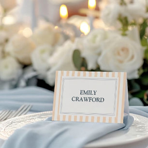 Carte De Placement Mariage rayé pêche et crème