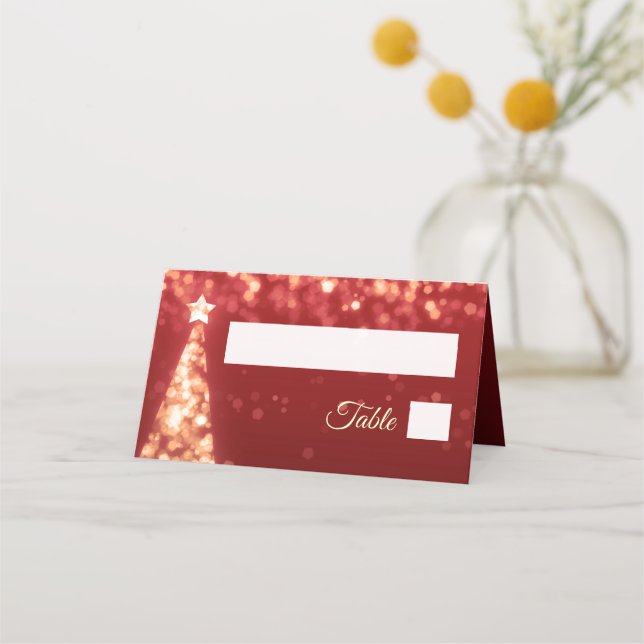 Carte De Placement Mariage Red Gold Christmas Lights (Devant)