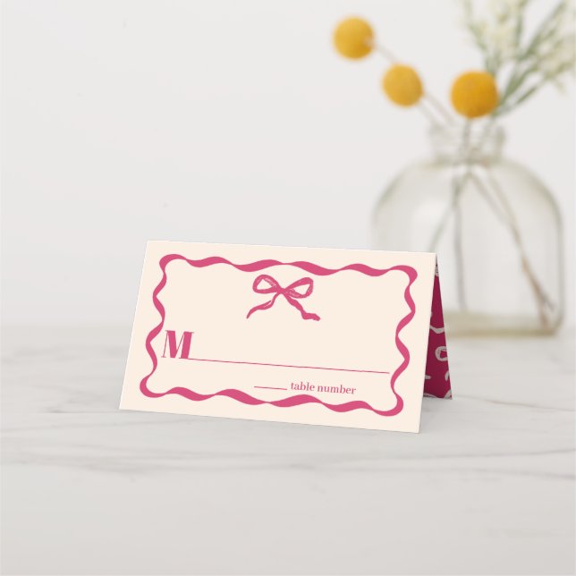 Carte De Placement Mariage rétro Coquette Bow (Devant)