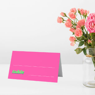 Carte De Placement Mariage rétro rose et vert
