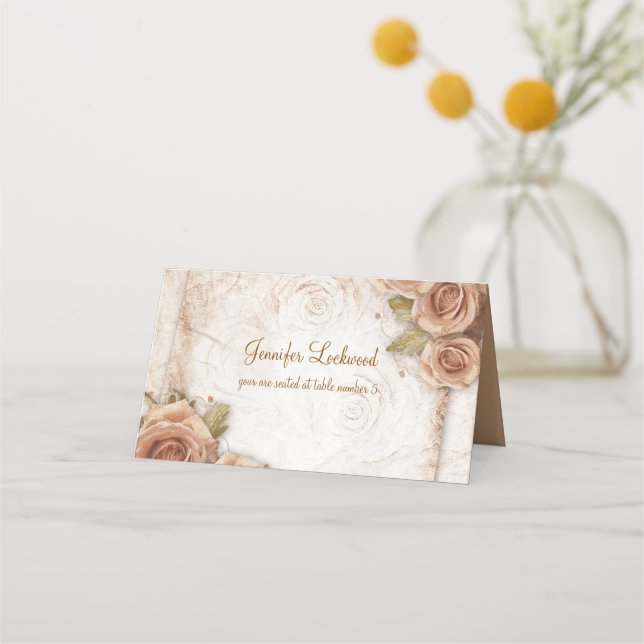 Carte De Placement Mariage Rose de couleur douce (Devant)