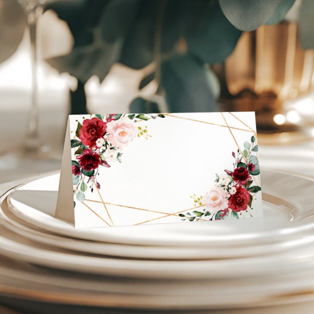 Carte De Placement Mariage rose et bordeaux (Créateur téléchargé)