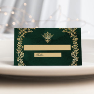 Carte De Placement Mariage royal victorien vert et or