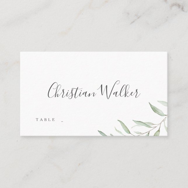 Carte De Placement Mariage rustique verdoyante minimale (Devant)