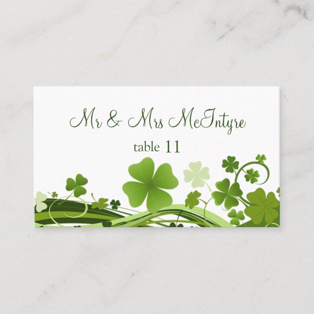 Carte De Placement Mariage Shamrock irlandais (Devant)