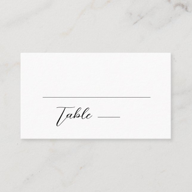Carte De Placement Mariage simple minimaliste noir et blanc (Devant)