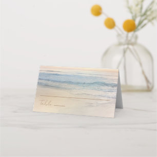 Carte De Placement Mariage sur la plage au coucher du soleil Mariag