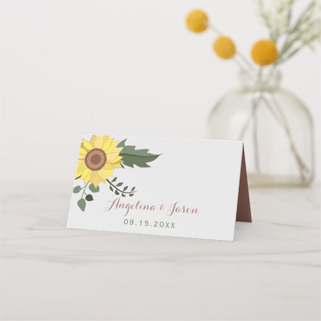 Carte De Placement Mariage tournesol (Dos)