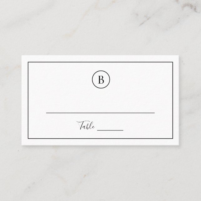 Carte De Placement Mariage traditionnel noir et blanc élégant (Devant)