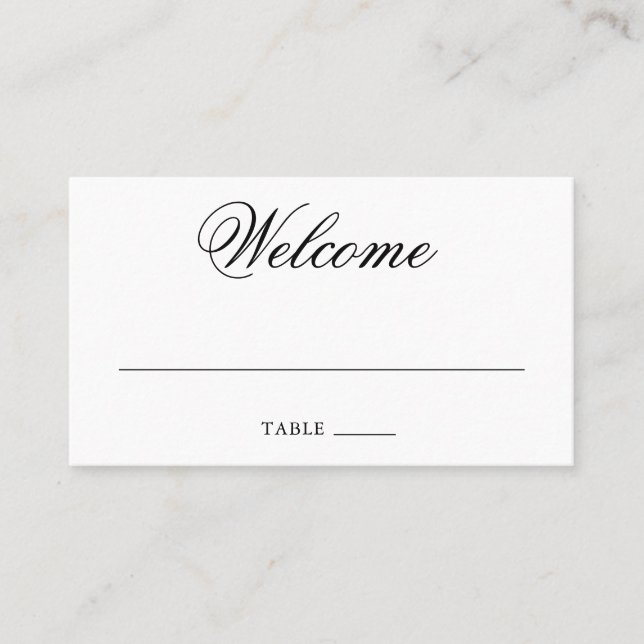 Carte De Placement Mariage traditionnel noir et blanc Formal élégant (Devant)