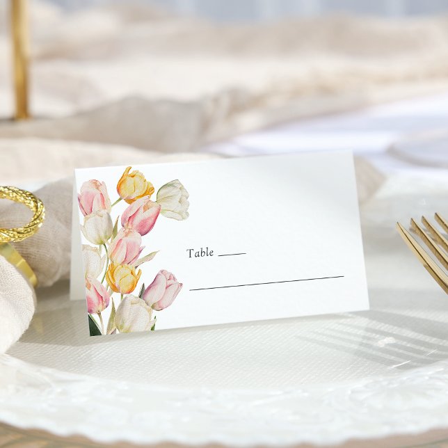 Carte De Placement Mariage Tulip (Watercolor Spring Tulip Wedding Place Card by Painted Paperie
)